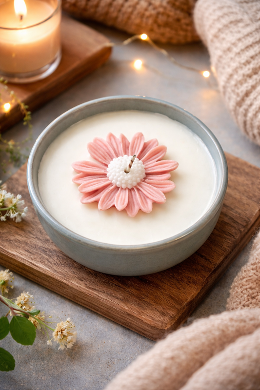 Duftkerze Daisy -Frühlingsduft mit floraler Frische rosa
